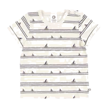 Tricou crem cu imprimeu bărci pentru bebeluși