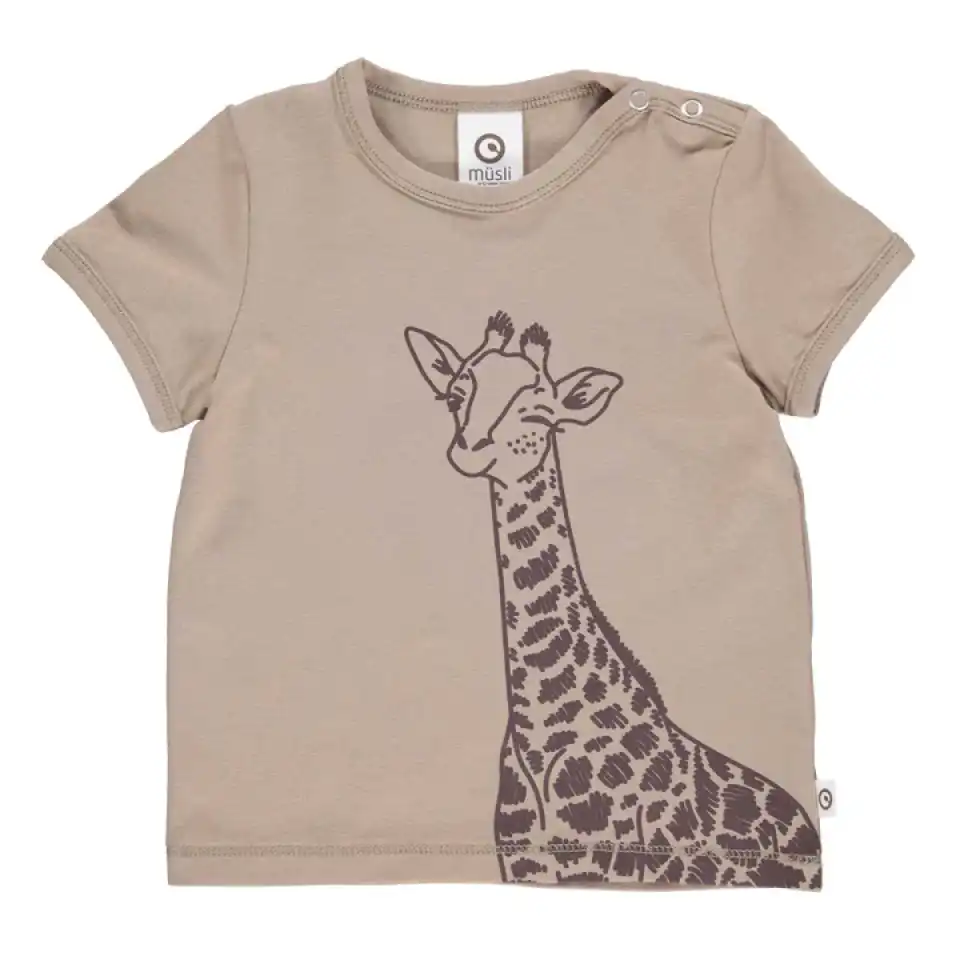 Tricou bej cu imprimeu girafă pentru bebeluși