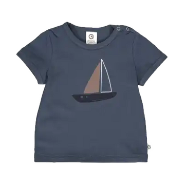 Tricou bleumarin cu imprimeu barcă pentru bebeluși