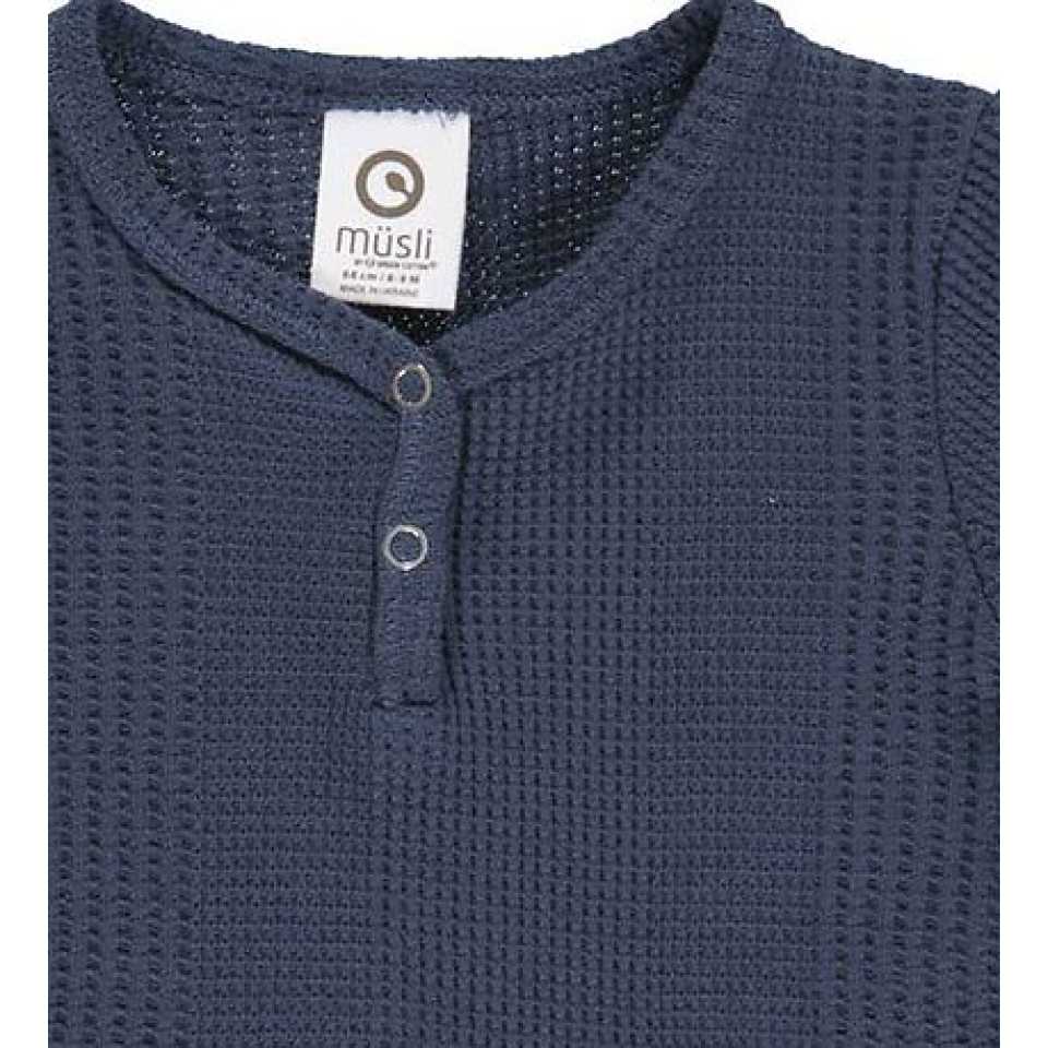 Tricou Waffle rib bleumarin pentru bebeluși