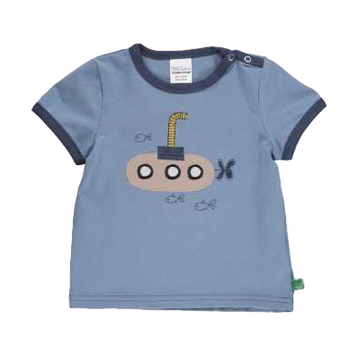 Tricou albastru cu imprimeu cusut submarin