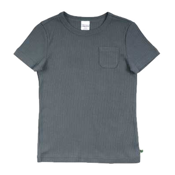 Tricou gri albastru Alfa rib pentru copii