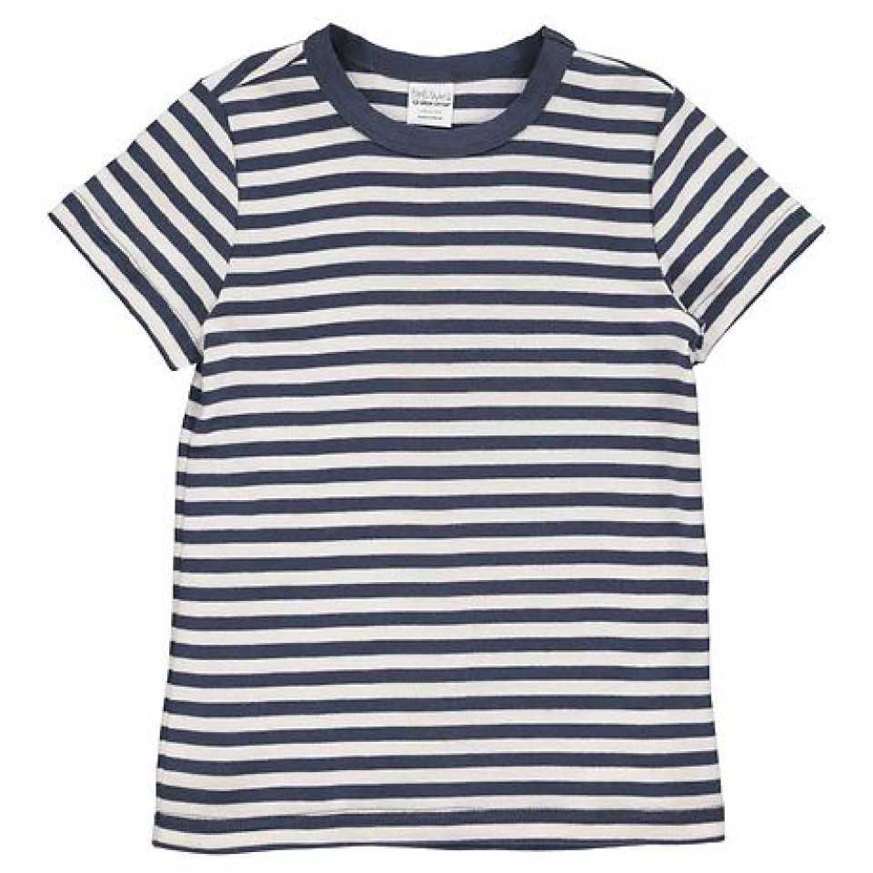 Tricou moale bleumarin cu dungi crem