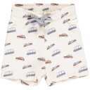 Pantaloni scurți crem cu imprimeu mașini, pentru bebeluși