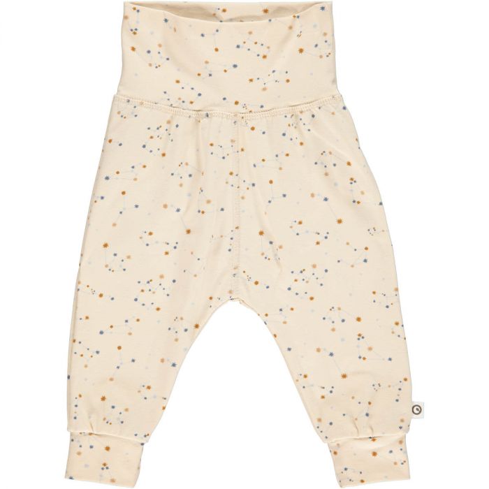 Pantaloni crem cu imprimeu steluțe