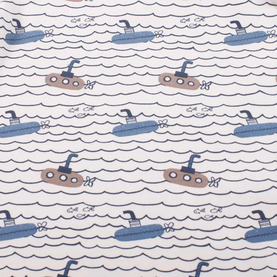 Tricou alb crem cu imprimeu submarine pentru bebeluși