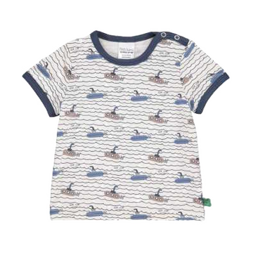 Tricou alb crem cu imprimeu submarine pentru bebeluși