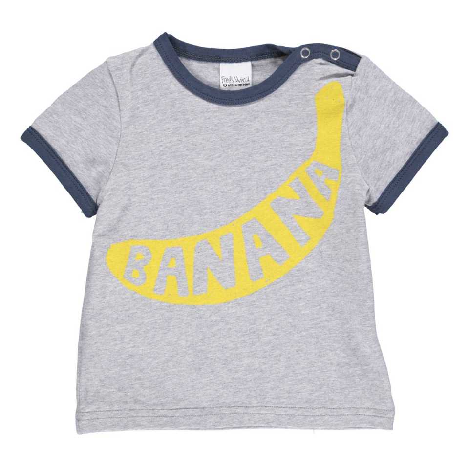Tricou gri cu imprimeu banană pentru copii