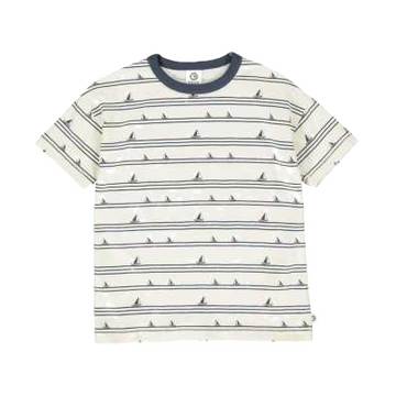 Tricou alb crem cu imprimeu bărci, pentru copii