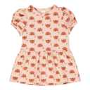 Tricou roz peplum cu imprimeu păuni pentru fetițe