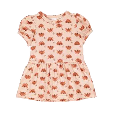 Tricou roz peplum cu imprimeu păuni pentru fetițe