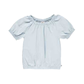 Tricou bleu cu mâneci bufante pentru fete