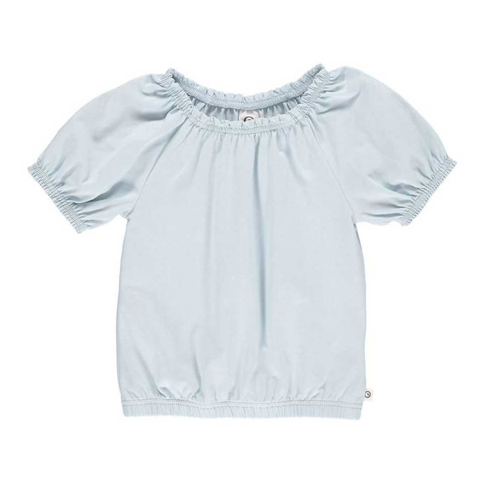 Tricou bleu cu mâneci bufante pentru fete