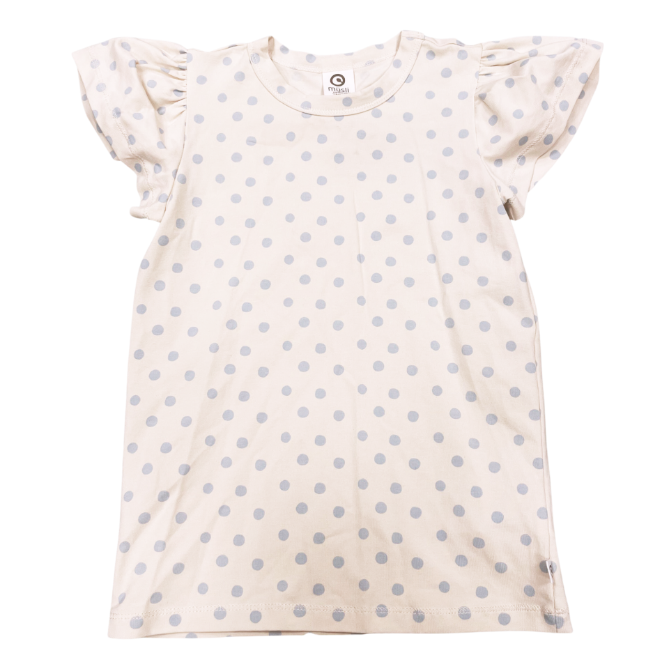 Tricou bej cu buline bleu pentru fete