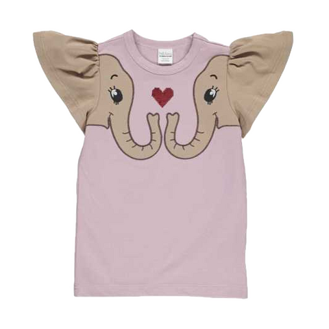 Tricou roz cu imprimeu elefanți pentru copii