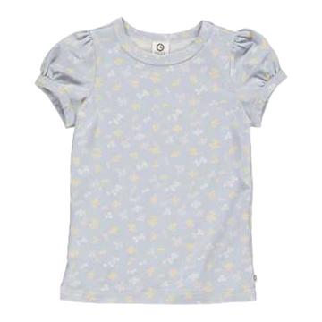 Tricou bleu cu imprimeu mic floral pentru fete