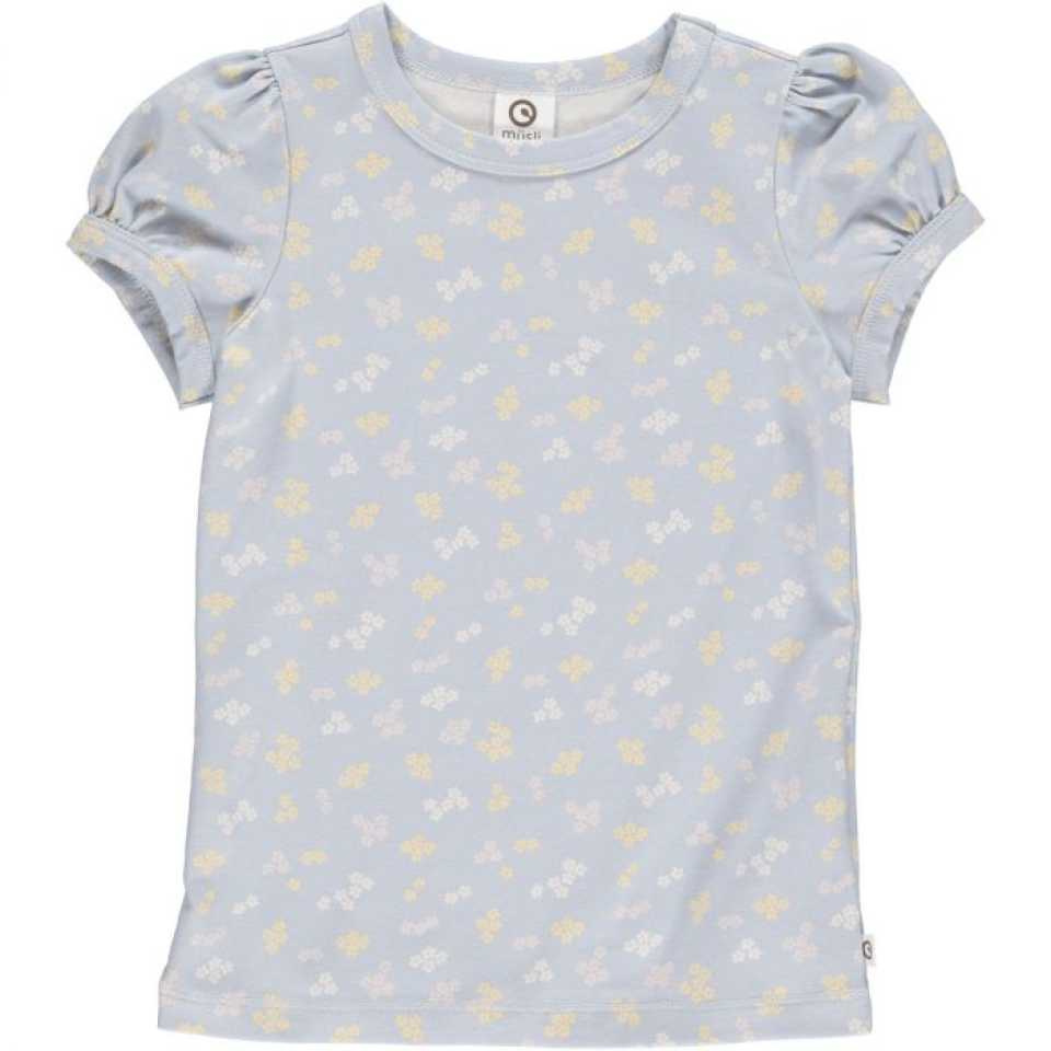 Tricou bleu cu imprimeu mic floral pentru fete