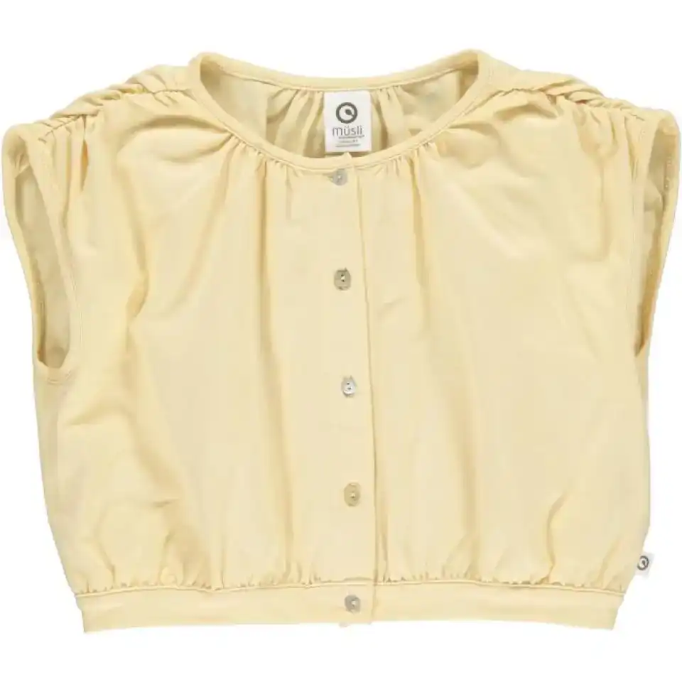 Tricou galben cu nasturi pentru fete