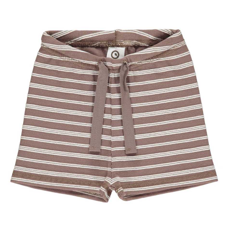 Pantaloni scurți rib, maro, cu dungi pentru bebeluși
