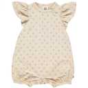 Salopetă scurtă bej cu buline pentru bebeluși