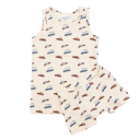 Set crem cu imprimeu mașini: maieu și boxeri pentru băieți