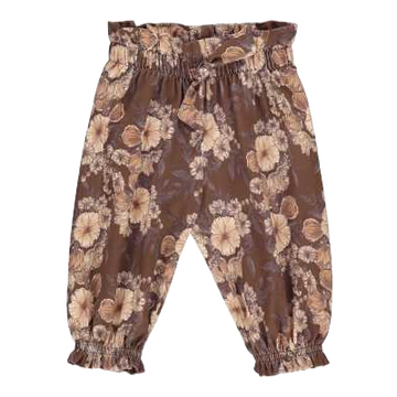 Pantaloni maro cu imprimeu floral pentru bebeluși