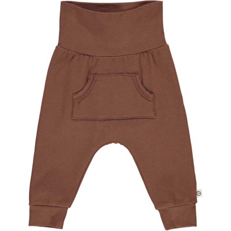 Pantaloni maro cu buzunar mare pentru bebeluși
