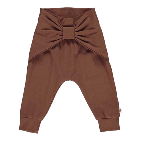 Pantaloni maro cu fundă pentru bebeluși