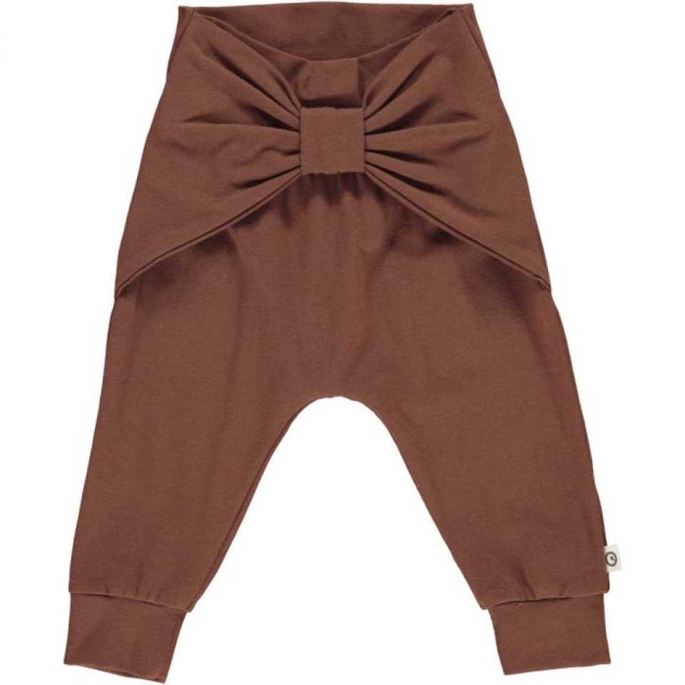 Pantaloni maro cu fundă pentru bebeluși