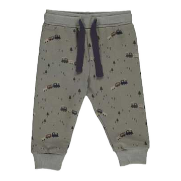 Pantaloni de trening verzi cu imprimeu trenuri pentru bebeluși