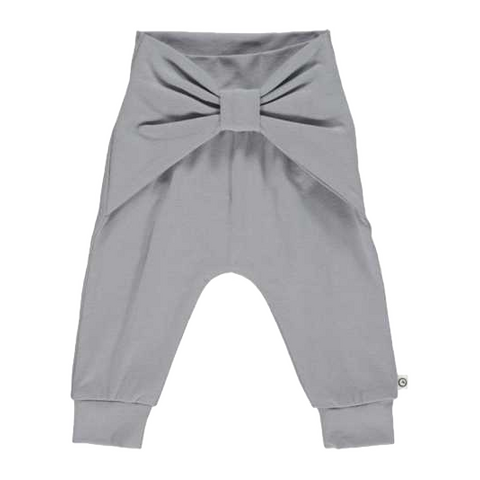 Pantaloni gri cu fundă pentru bebeluși