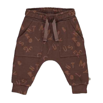 Pantaloni maro închis cu imprimeu litere pentru bebeluși