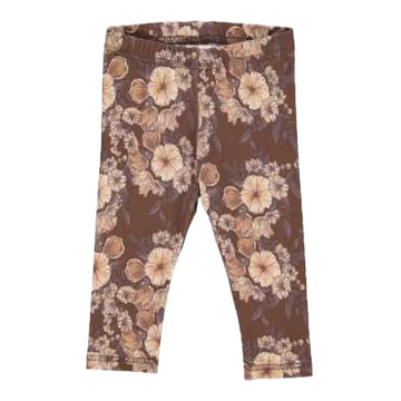 Colanți maro superbi cu imprimeu mare floral pentru bebeluși