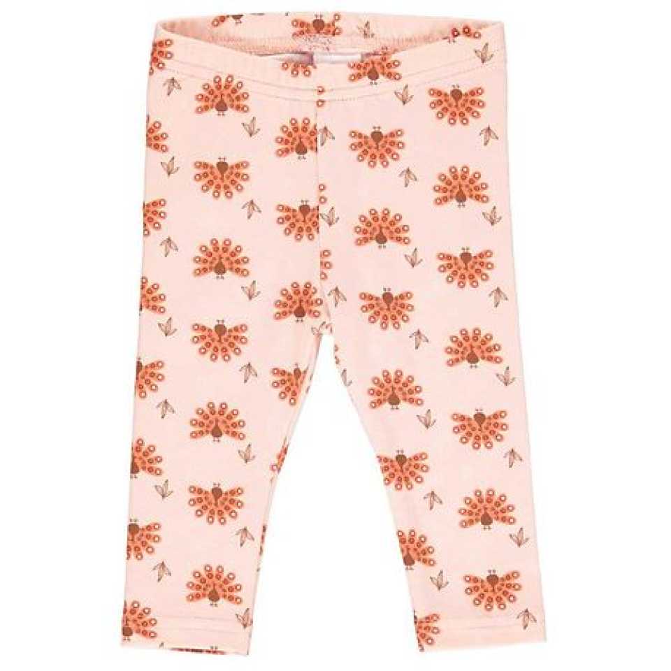 Colanți roz cu imprimeu păuni pentru copii