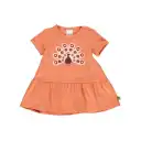 Rochie păuni cu mânecă scurtă din bumbac organic