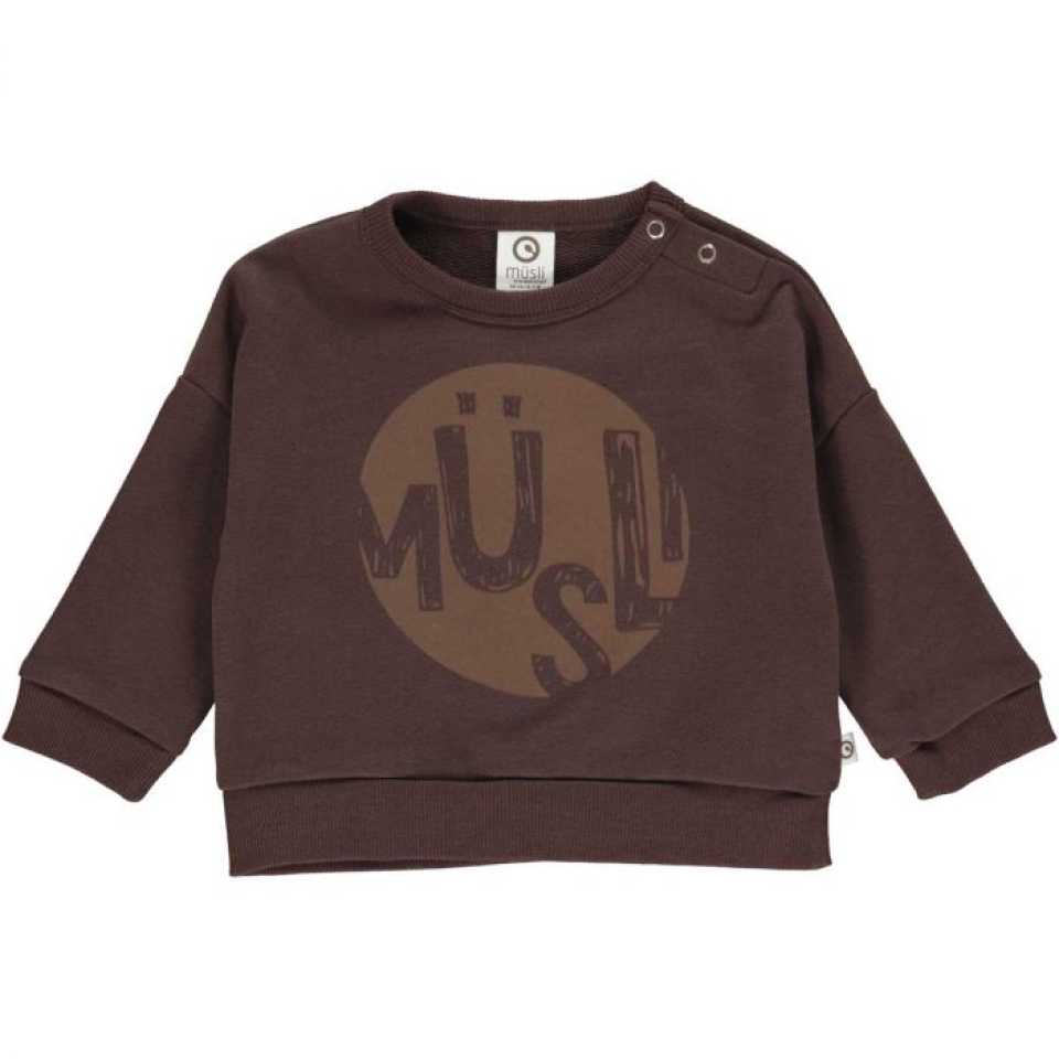 Bluză groasă maro cu imprimeu litere pentru bebeluși