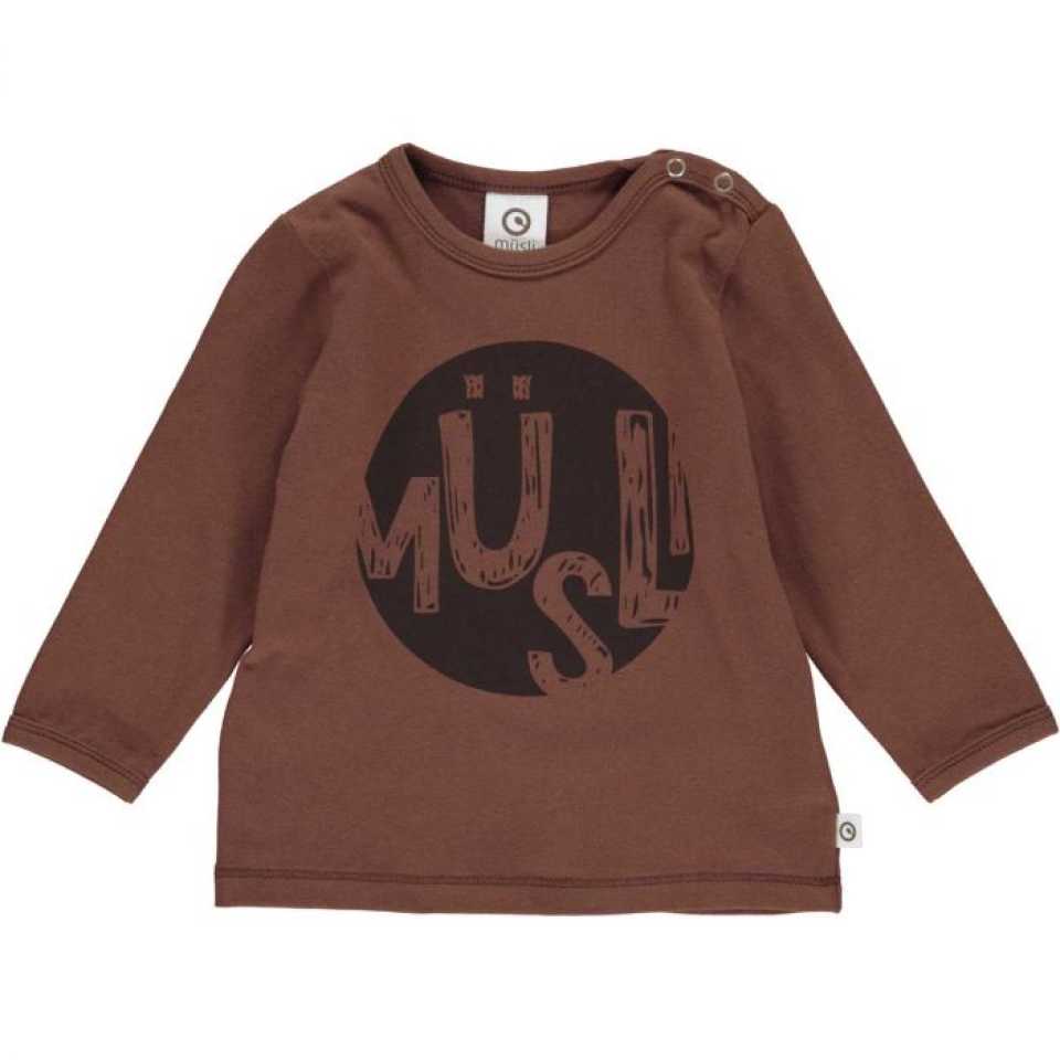 Bluză maro cu imprimeu logo pentru bebeluși