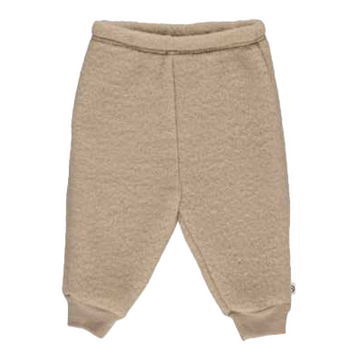 Pantaloni bej din lână fleece