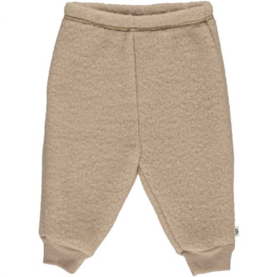 Pantaloni bej din lână fleece