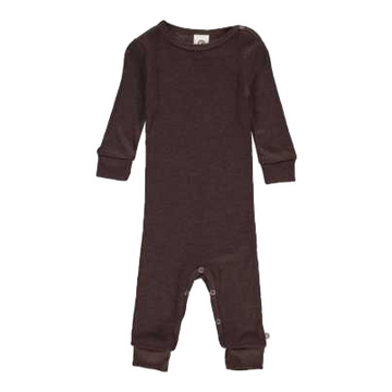 Salopetă maro din lână merinos și mătase