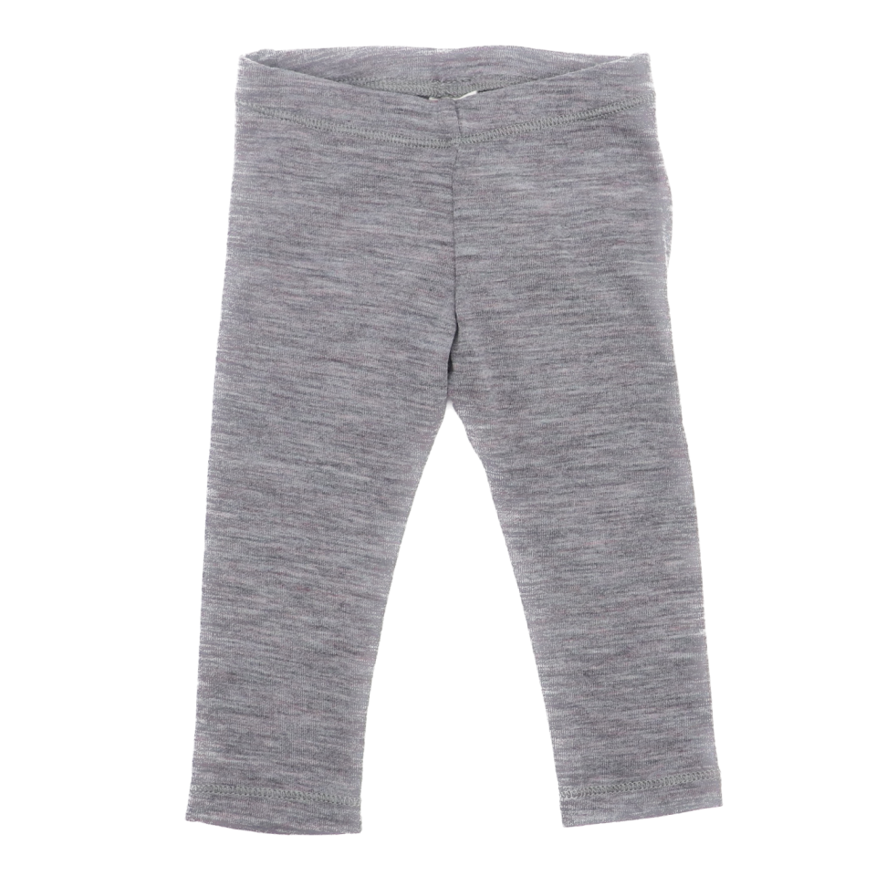 Pantaloni gri închis cu volan din lână merinos