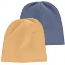 Set 2 căciuli bebeluș - bej și albastru