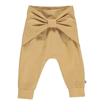 Pantaloni bej cu fundă pentru bebeluși