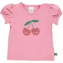 Tricou roz cu imprimeu cireșe pentru bebeluși