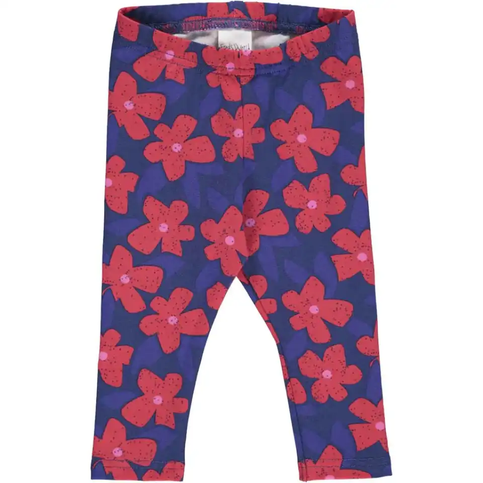 Colanți albaștri cu imprimeu floral