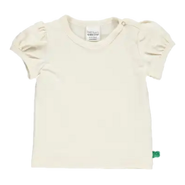 Tricou alb cu mâneci scurte, bufante pentru bebeluși