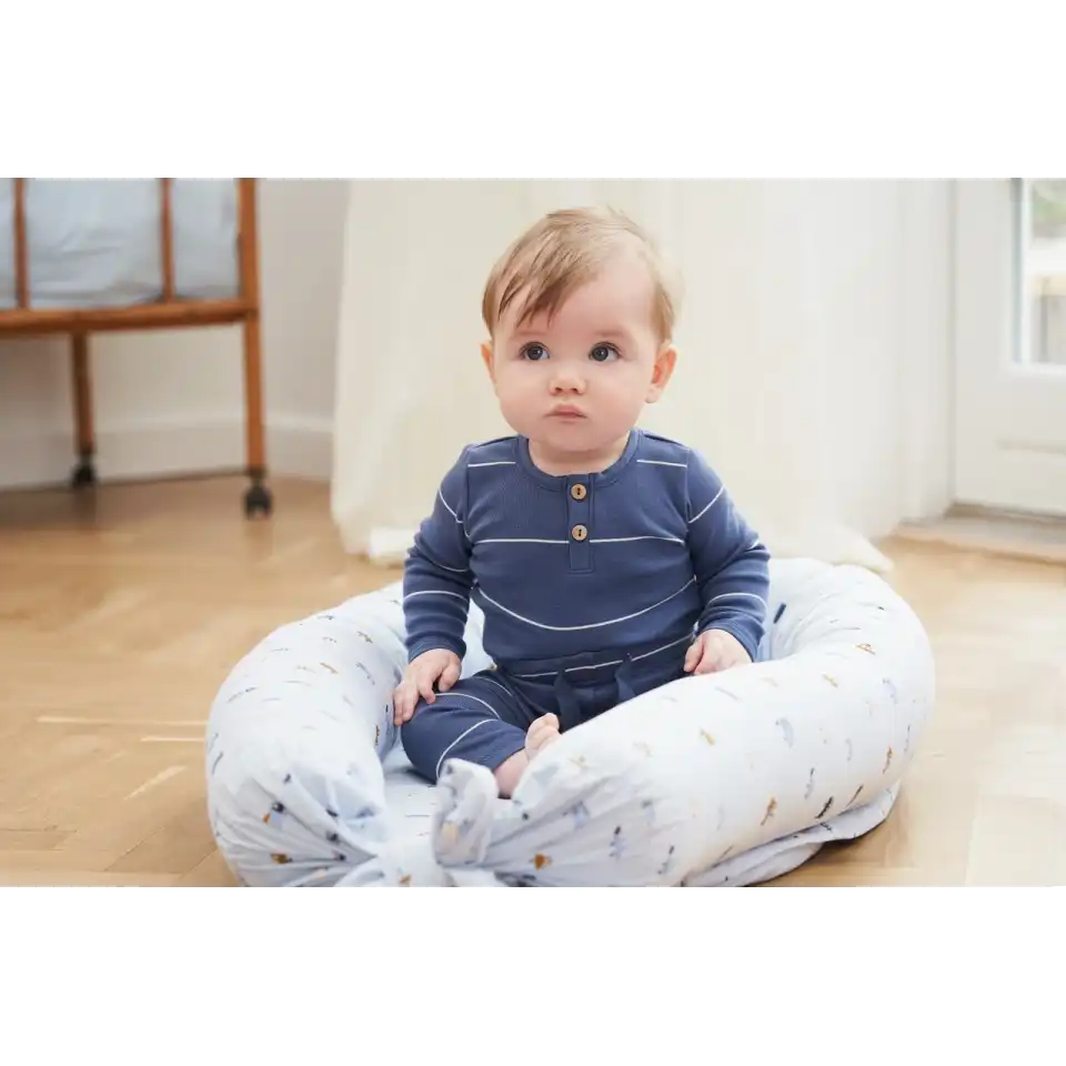 Body albastru cu dungi din bumbac moale