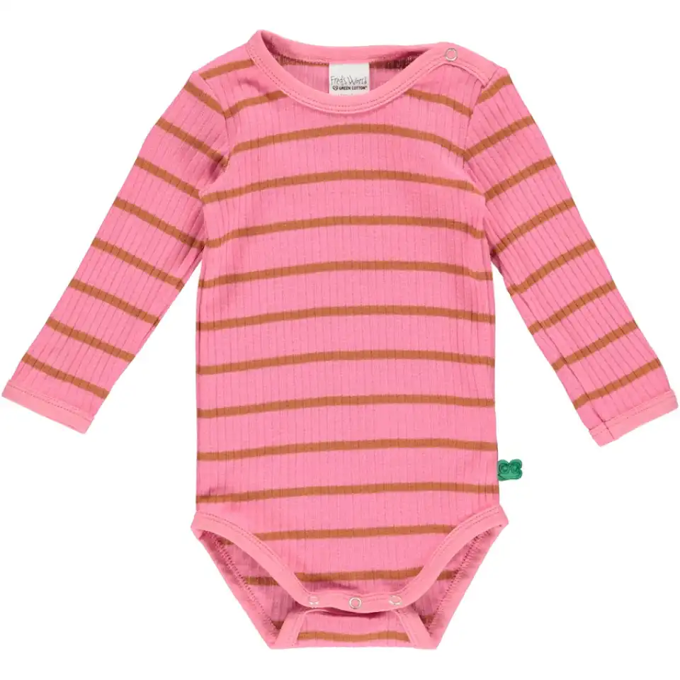 Body Alfa rib roz cu dungi caramel