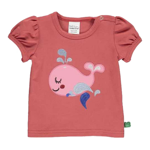 Tricou roz cu imprimeu balenă pentru bebeluși