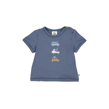 Tricou indigo cu imprimeu mașini pentru bebeluși